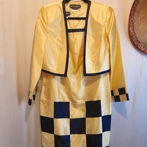 Ben Marc Yellow and Black Church Dress With Balero Jacket Size 12 NWT
